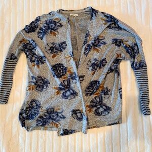 Maurices Blue and Gray Floral Cardigan